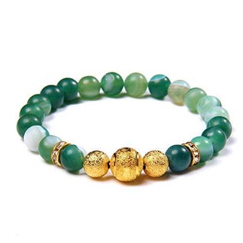 Armband Damen, Steinarmbänder Grüner Achat Naturstein Charm Armbänder Chakra Armband Yoga Balance Freundschaftsarmband Mala Perlen Schmuck Für Frauen Mädchen Jungen 21Cm Armband Damen, Steinarmbänder Grüner Achat Naturstein Charm Armbänder Chakra Armband Yoga Balance Freundschaftsarmband Mala Perlen Schmuck Für Frauen Mädchen Jungen 21Cm von HJYUK