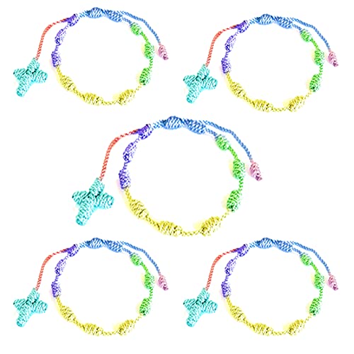 HJYZY 10 Stk Pulsera Decenario Geknotet mit gewebtem Kreuz, verstellbares Rosenkranz-Kreuz-Armband - Mehrere Farben geeignet für Männer und Frauen (Colourful) von HJYZY