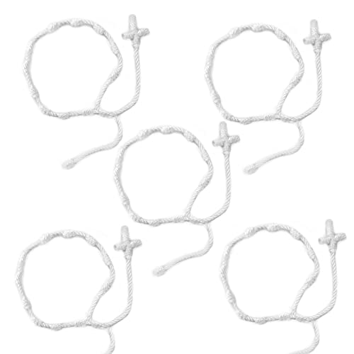 HJYZY 10 Stk Pulsera Decenario Geknotet mit gewebtem Kreuz, verstellbares Rosenkranz-Kreuz-Armband - Mehrere Farben geeignet für Männer und Frauen (White) von HJYZY