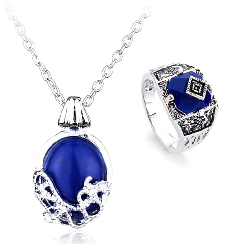 HJYZY 12 Stück The Vampire Diar.s Daywalking Katherine Sapphire Crystal Anhänger Halsketten Aufkleber Daylight Walking Signet Carolims Ring Set von HJYZY