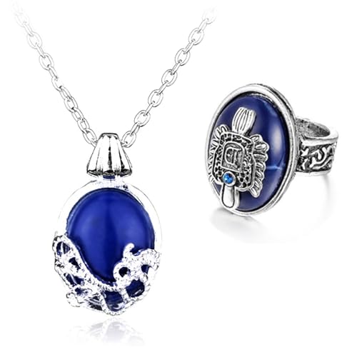 HJYZY 12 Stück The Vampire Diaries Daywalking Katherine Sapphire Crystal Anhänger Halsketten Aufkleber Daylight Walking Signet Damons Ring Set von HJYZY