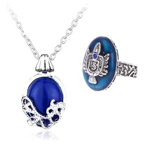 HJYZY 12 Stück The Vampire Diaries Daywalking Katherine Sapphire Crystal Anhänger Halsketten Aufkleber Stefan Inspired Family Signet Crest Daylight Ring Set von HJYZY