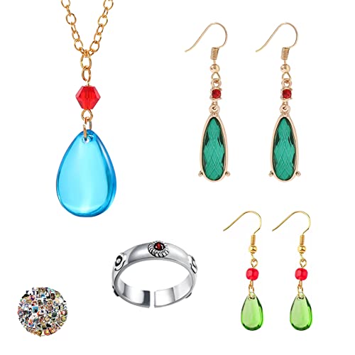 HJYZY 14-tlg Anime Howl's Moving Castle Halskette Ring Set Modeschmuck Ohrringe Zubehör Anime Aufkleber Geschenke für Fans von HJYZY