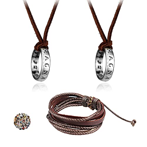 HJYZY 28 Stück Uncharted 4 Drake Schmuck Aufkleber Set Ring Anhänger Halskette Braunes Leder Herren Manschettenarmband von HJYZY