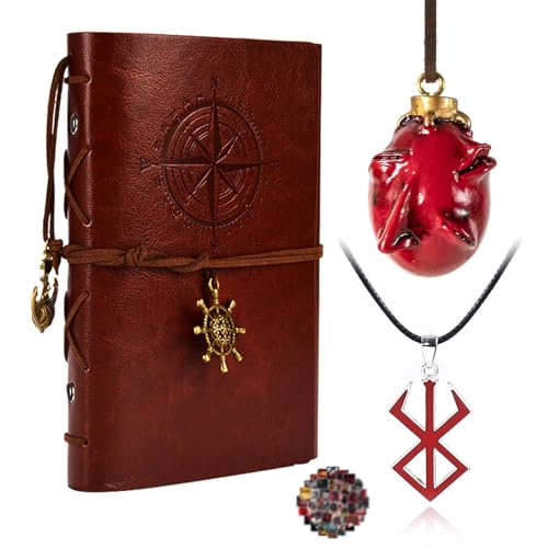 HJYZY Berserker Halsketten Set Leder Journale Notizbuch Cosplay Zubehör Behelit mit Aufklebern 13 Stück von HJYZY