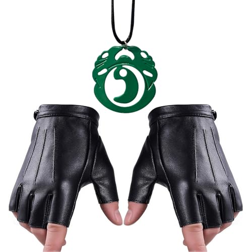HJYZY Damen Spy Lara Cosplay Kostümschmuck Set Tomb Rider Halskette Catwomen Fingerless Driving Handschuhe 2 Stück von HJYZY