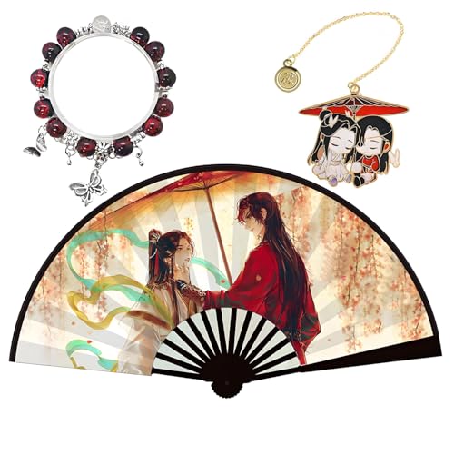 Heaven Official's Blessing Handgehaltene Anime Handfächer Tian Guan Ci Fu Armband Xie Lian Hua Cheng Anime Lesezeichen für Fans 3 Stück von HJYZY
