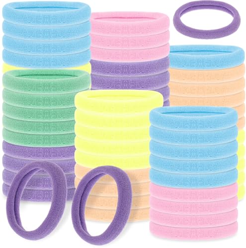 HJZHII 100 Stück Haargummis für Damen, Haargummi Damen Wweiche Nylon Haargummis Keine Beschädigung Elastischer Pferdeschwanzhalter Nahtloses Haarband für Dicke und Alle Haartypen(Mehrfarbig) von HJZHII