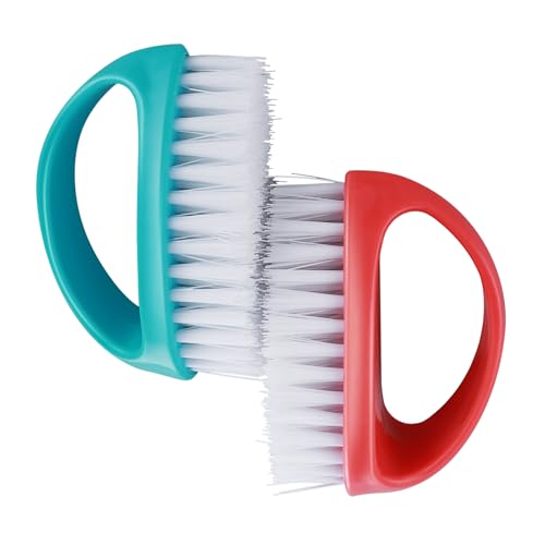HJZHII 2 Stück Hand- und Nagelbürste, Heavy Duty Scrub Clean Bürsten mit weichen, steifen Nylonborsten für die Reinigung der Fingernägel Finger Zehen und Nägel Männer Frauen(Rot, Blau) von HJZHII