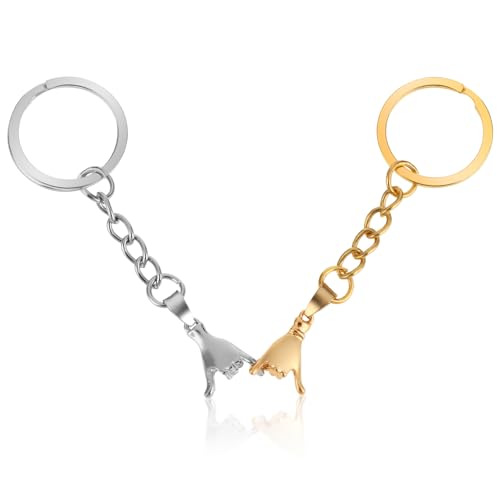 HJZHII 2 Stück Versprechens Schlüsselanhänger Freund Geschenk,Schlüsselanhänger Paar,Partner Schlüsselanhänger Geschenke Kleiner Finger Jahrestag Paare Passende Beste Freundin Liebe Valentinstag(Gold) von HJZHII