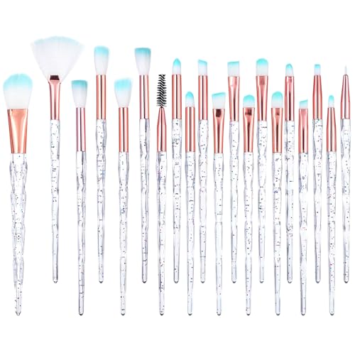 HJZHII 20 Stück Schminkpinsel Set,Crystal Sparkles Pinselset Makeup Pinsel,Schminke Make Up Pinsel Set Schmink Lidschatten Misch Concealer Highlight Brush Fächer Makelloser Powder Foundation Eyeshadow von HJZHII