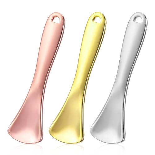 HJZHII 3 Stück Spatel Kosmetik Metall, Mini Cremespatel Makeup Spatel Beauty Scoop Kleine Löffel Gesichtsmaske Spatel Kosmetik Hautpflege Spatel Hautpflege Löffel (Gold, Silber, Roségold) von HJZHII