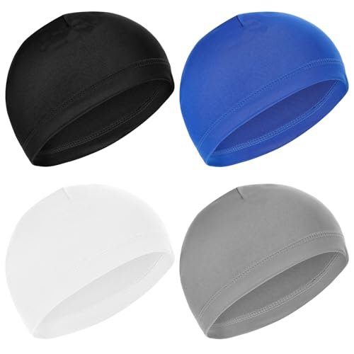 HJZHII 4 Stück Skull Cap, Feuchtigkeitstran Fahrradkappe schlafmütze sportierende Schädelmütze Mütze Multifunktionale Fahrradmütze Unter Helm für Herren Damen von HJZHII