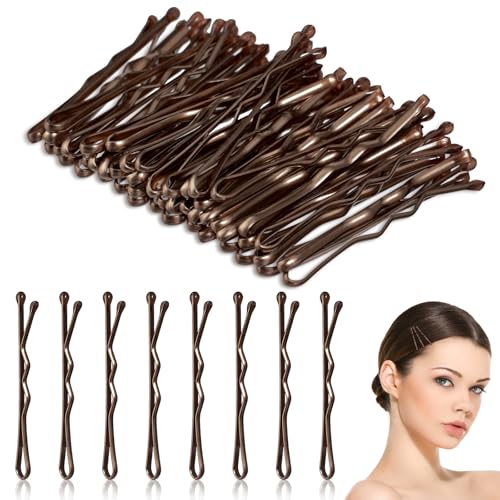HJZHII 50 Stück 3.5cm Haarklammer Klein,Haarklammern Klein,Haarnadeln Kleine Haarklammern Mini Bobby Pins Gewellte Haarnadel Haarspange aus Metall Haarklammern für Frauen Mädchen Kinder Dutts(braun) von HJZHII