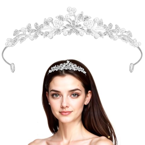 HJZHII Diadem Hochzeit, Tiara Krone Kristall Silber Abschlussball Crown Braut Stirnband Diadem Crown für Hochzeit Abschlussball GeburtstagParty von HJZHII