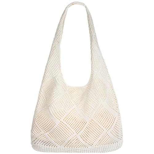 HJZHII Sommer Strandtasche, Boho Tote Bags Crochet Totes Mesh Beach Handtasche Strickwaren Beachy Tropical Vacation Handtaschen andmade Ästhetische Tasche für Frauen von HJZHII