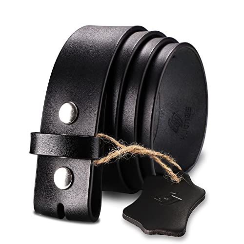 HJones Herren Ersatzgürtel Keine Schnalle Gürtel Riemen, Männer Ledergürtel mit Silber Snap On Gürtel Ohne Schnalle 1 1/2 Zoll Breit(Schwarz, 38“) von HJones