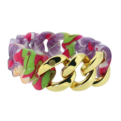 Hanse-Klunker Armband Damen ORIGINAL Silikon Muster Hawaii, Edelstahl Gold Frauen Mädchen Größe 18-19 cm inkl. Schmuck-Geschenk-Box von Hanse-Klunker