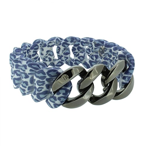 Hanse-Klunker Armband Damen ORIGINAL Silikon Muster Leopard Jeans, Edelstahl Gun Metal Frauen Mädchen Größe 18-19 cm inkl. Schmuck-Geschenk-Box von HK Hanse-Klunker