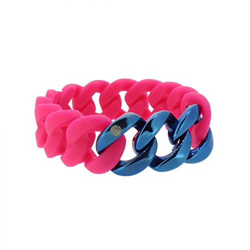 Hanse-Klunker Armband Damen ORIGINAL Silikon Pink, Edelstahl Blau Armreif Armkette Frauen Mädchen Größe 18-19 cm inkl. Schmuck-Geschenk-Box von Hanse-Klunker