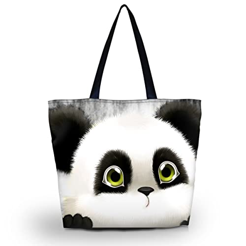 HKAENE Süße Panda-Tragetasche, große Damen-Umhängetasche, Handtasche, wiederverwendbar, tragbar, praktische Einkaufstasche, Strand-Einkaufstasche HKAENE Süße Panda-Tragetasche, große Damen-Umhängetasche, Handtasche, wiederverwendbar, tragbar, praktische Einkaufstasche, Strand-Einkaufstasche von HKAENE