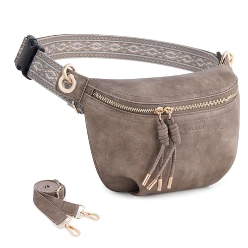 Bauchtasche für Damen, PU-Leder, Gürteltasche, Bauchtasche mit 2 Gurten, 4-4 Pilze von HKCLUF