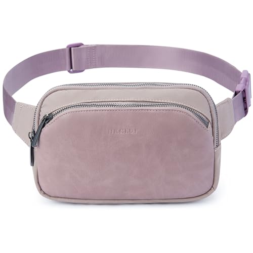 HKCLUF Bauchtasche für Damen, Umhängetasche, PU-Leder, Gürteltasche, Hüfttasche mit verstellbaren Trägern, 4-1 Deep Purple von HKCLUF