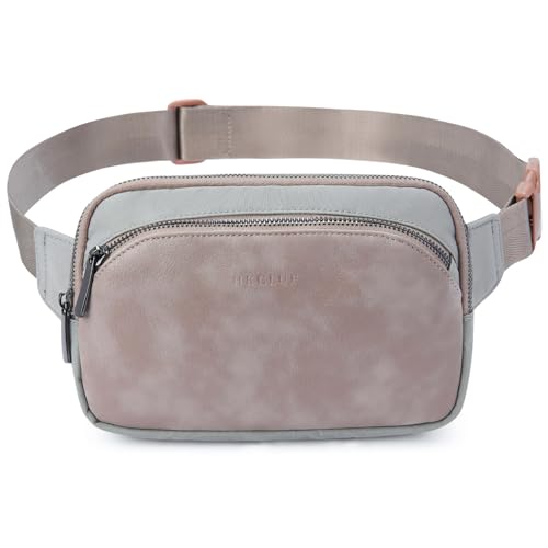 HKCLUF Bauchtasche für Damen, Umhängetasche, PU-Leder, Gürteltasche, Hüfttasche mit verstellbaren Trägern, 5-1 Wolke Grau von HKCLUF