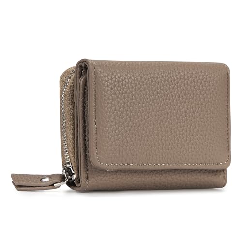 HKCLUF Geldbörse Damen Klein,Trifold Leder Kleines Portemonnaie für Frauen,Mini Geldbeutel mit Zipper Münzfach Kartenfächer(grau) HKCLUF Geldbörse Damen Klein,Trifold Leder Kleines Portemonnaie für Frauen,Mini Geldbeutel mit Zipper Münzfach Kartenfächer(grau) von HKCLUF