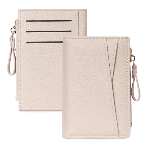 HKCLUF Geldbörse Damen Klein Geldbeutel für Damen PU Leder Mini Geldbeutel mit Reißverschluss Münzfach Portemonnaie Kartenfächer (Weiß) von HKCLUF
