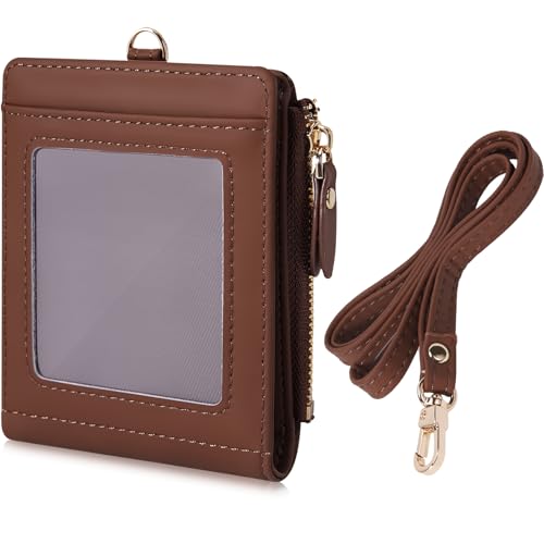 HKCLUF Geldbörse Damen Portemonnaie Damen Klein PU Leder Geldbeutel Klein mit 9 Kartenfächern für Beruf Alltag Braun von HKCLUF