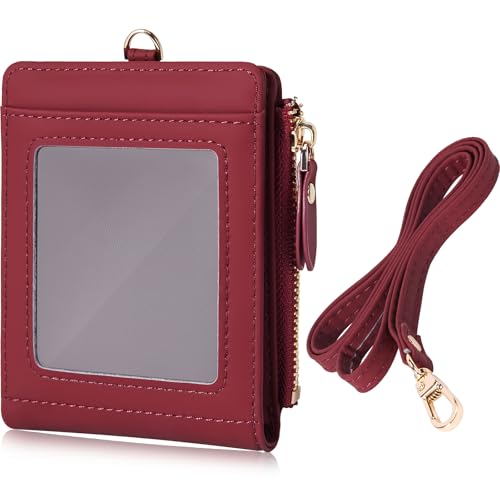 HKCLUF Geldbörse Damen Portemonnaie Damen Klein PU Leder Geldbeutel Klein mit 9 Kartenfächern für Beruf Alltag Rot von HKCLUF