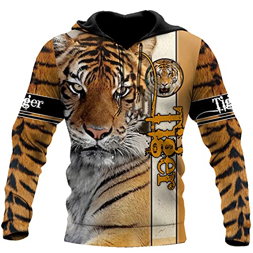 Unisex Kapuzenpullover mit 3D-Tiermotiv, mit Tiger-Motiv, Reißverschluss, Freizeitjacke, Hoodies, M von HKGHVJK