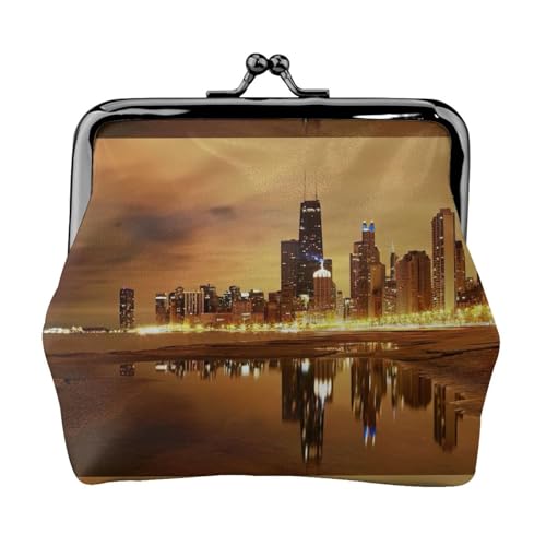 Chicago Printing Leichte Münzbörse, minimalistische Geldbörse für Kaffeeläufe und lokale Ausflüge, Schwarz , Einheitsgröße, Münztasche von HKHLHLH