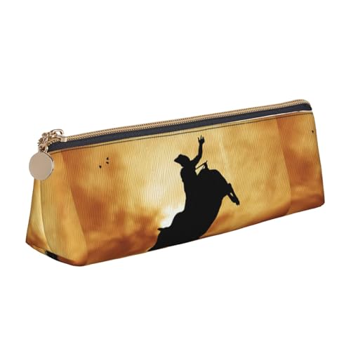 HKHLHLH Federmäppchen für Kinder, Motiv: Bull-Riding für Jungen, Mädchen, multifunktional, für Schule, Arbeit, Reisen, weiß, Einheitsgröße, Taschen-Organizer von HKHLHLH