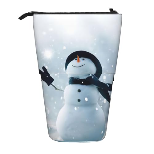 HKHLHLH Federmäppchen mit weihnachtlichem Schneemann-Design, Stehender Stifthalter, Teleskop-Tasche, Pop-Up-Kosmetiktasche, für Mädchen, Jungen, Studenten, Schwarz , Einheitsgröße, Taschen-Organizer von HKHLHLH