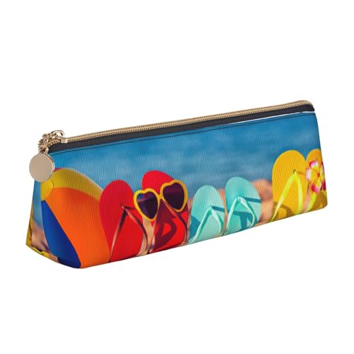 HKHLHLH Flip-Flops On A Sandy Beach Federmäppchen für Jungen und Mädchen, multifunktionales Federmäppchen für Schule, Arbeit, Reisen, weiß, Einheitsgröße, Taschen-Organizer von HKHLHLH