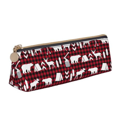 HKHLHLH Kuh Hirsch Baum Weihnachten Druck Schüler Ledertasche Reißverschluss Stifthalter Praktisches Federmäppchen für Kinder für Schule Büro, weiß, Einheitsgröße, Kosmetiktasche von HKHLHLH