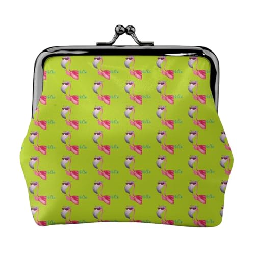 Hello Glasses Geldbörse mit Flamingo-Druck, leicht, minimalistische Geldbörse für Kaffeeläufe und lokale Ausflüge, Schwarz , Einheitsgröße, Münztasche von HKHLHLH