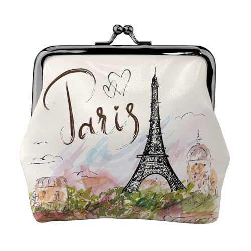 Leichte Münzbörse mit Eiffelturm-Druck, minimalistische Geldbörse für Kaffeeläufe und lokale Ausflüge, Schwarz , Einheitsgröße, Münztasche von HKHLHLH