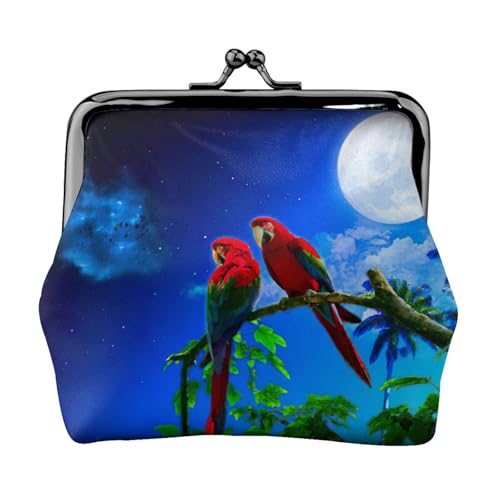 Leichte Münzbörse mit Papageien-Druck, minimalistische Geldbörse für Kaffeeläufe und lokale Ausflüge, Schwarz , Einheitsgröße, Münztasche von HKHLHLH