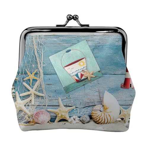 Leichte Münzbörse mit Seestern-Leuchtturm-Motiv, minimalistische Geldbörse für Kaffeeläufe und lokale Ausflüge, Schwarz , Einheitsgröße, Münztasche von HKHLHLH