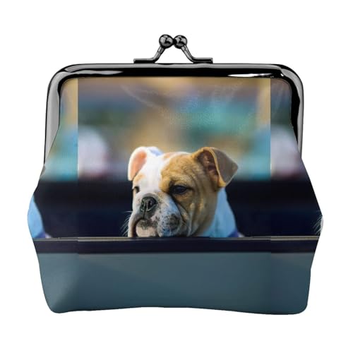 Leichte Münzbörse mit süßem Bulldoggen-Druck, minimalistische Geldbörse für Kaffeeläufe und lokale Ausflüge, Schwarz , Einheitsgröße, Münztasche von HKHLHLH