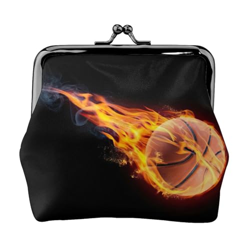 Leichte Münzgeldbörse mit Basketball auf Feuer, minimalistische Geldbörse für Kaffeeläufe und lokale Ausflüge, Schwarz , Einheitsgröße, Münztasche von HKHLHLH