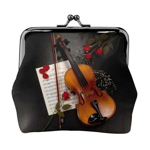 Leichte Münzgeldbörse mit Violinen-Notendruck, minimalistische Geldbörse für Kaffeeläufe und lokale Ausflüge, Schwarz , Einheitsgröße, Münztasche von HKHLHLH