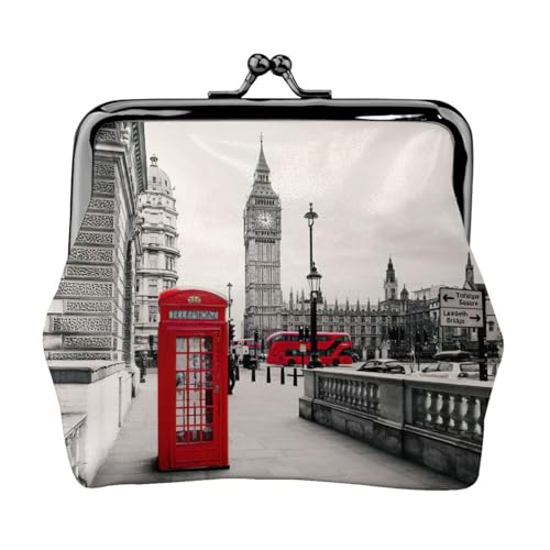 Red Phone Booth London Street Printing Leichte Münzgeldbörse, minimalistische Geldbörse für Kaffeeläufe und lokale Ausflüge, Schwarz , Einheitsgröße, Münztasche von HKHLHLH