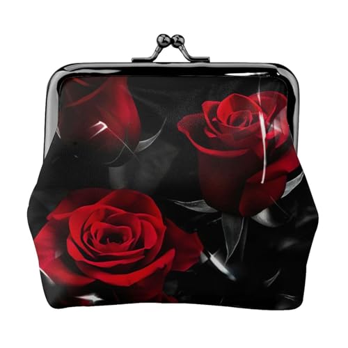 Red Rose1 Printing Leichte Münzgeldbörse, minimalistische Geldbörse für Kaffeeläufe und lokale Ausflüge, Schwarz , Einheitsgröße, Münztasche von HKHLHLH