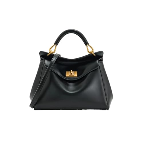HKIDKK Lucia Lock Schultertasche Umhängetasche Leichte Luxus High-End Mode Vielseitige Damentasche, Schwarz , Einheitsgröße von HKIDKK