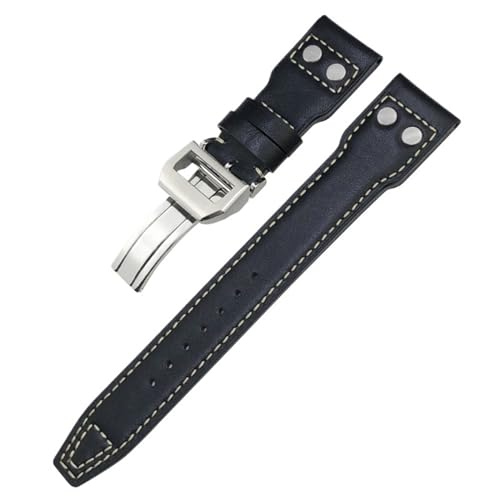 HKIDKK Nieten-Uhrenarmband aus echtem Leder, 20 mm, 21 mm, 22 mm, passend für IWC Big Pilot IW377714 Spitfire braunes Rindslederband, 20 mm von HKIDKK