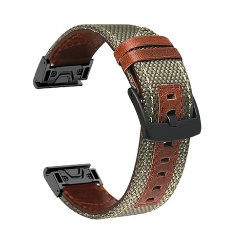 HKIDKK Uhrenarmband für Garmin Fenix 7 7X 6 6X Pro 5X 5 Plus 3HR 935 945, Schnellentriegelung, 22 mm / 26 mm, Lederband, Nylon-Handgelenkschlaufe, 26mm Fenix 5X 3HR, Achat von HKIDKK